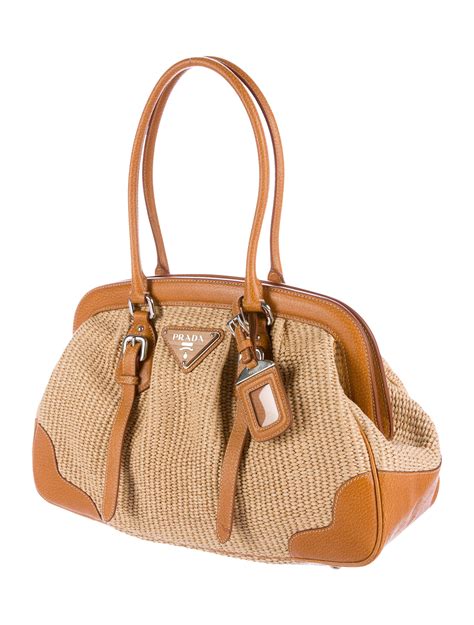 prada leather trimmed straw bag|designer straw tote bags.